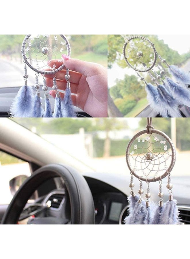Loquat Decorative Handmade Feather Lace Dream Catcher Grey/Silver - Image 2