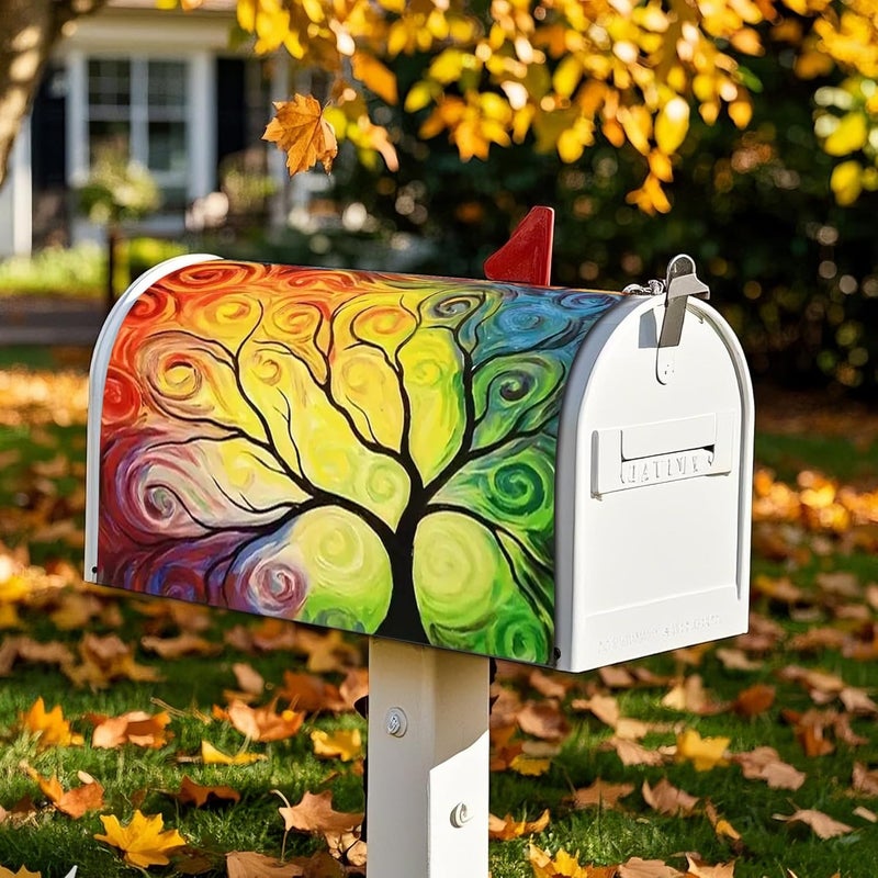 Xeerrfan Mailbox Covers Magnetic Standard Size 18 x 21 Inch Beautiful Flowers in Spring,Mailbox Wraps for Garden Yard Home Outdoor Decor (Life of Tree) - Image 1