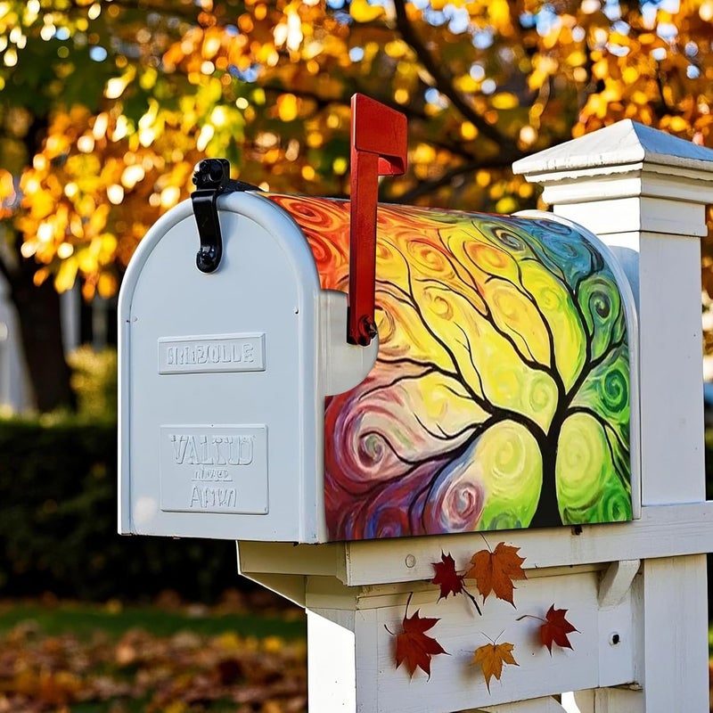 Xeerrfan Mailbox Covers Magnetic Standard Size 18 x 21 Inch Beautiful Flowers in Spring,Mailbox Wraps for Garden Yard Home Outdoor Decor (Life of Tree) - Image 2