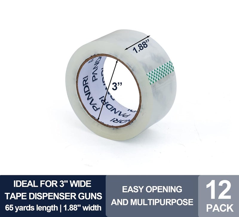 PANDRI Packing Tape, 12 Rolls Heavy Duty Clear Packaging Tape for Shipping Packaging Moving Sealing, 1.88 inches Wide, 65 Yards Per Roll, Total 780 Yards - Image 2