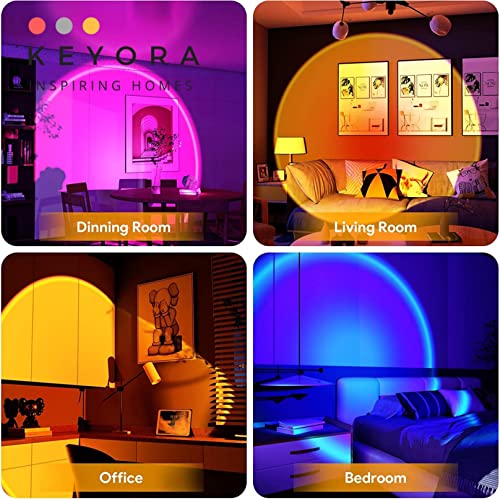 KEYORA Sunset Lamp Projector 16 Color LED Light Desk Lamp Rainbow Night Light 360° Rotation Romantic Mood Sunlight for Bedroom, Party, Photography with Remote - Image 3
