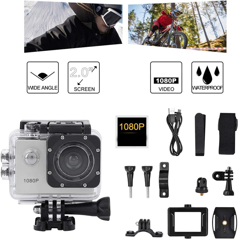 cheekyglo Mini Ultra HD Action Camera 1080P 12MP Sports Camera with Wide Angle Lens Full HD 2.0 Inch TFT LCD Screen Support 30m/98ft Underwater Waterproof for Outdoor Sport/Vlog/Video/Snorkel Surf - Image 3