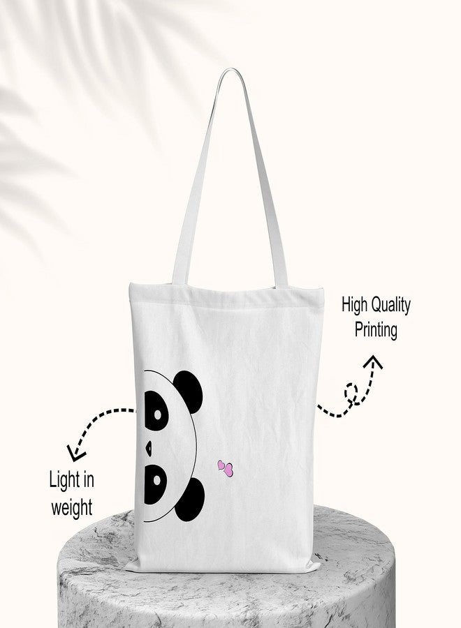 TrendoPrint Cartoon Shopping/Grocery Multi-Purpose Canvas Bag - 15Kgs Capacity Classic Tote for Women, College Girls (Tb24), White - Image 2