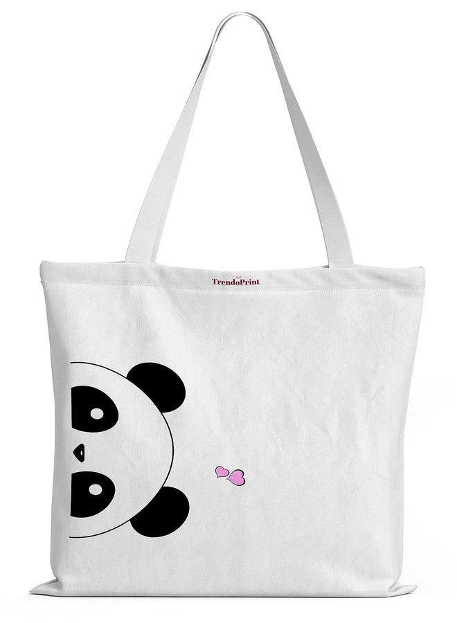 TrendoPrint Cartoon Shopping/Grocery Multi-Purpose Canvas Bag - 15Kgs Capacity Classic Tote for Women, College Girls (Tb24), White - Image 1