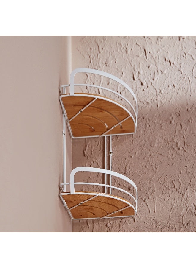 Home Box رف زاوية من الخيزران ذو طبقتين 21 × 34 × 21 سم - Image 3