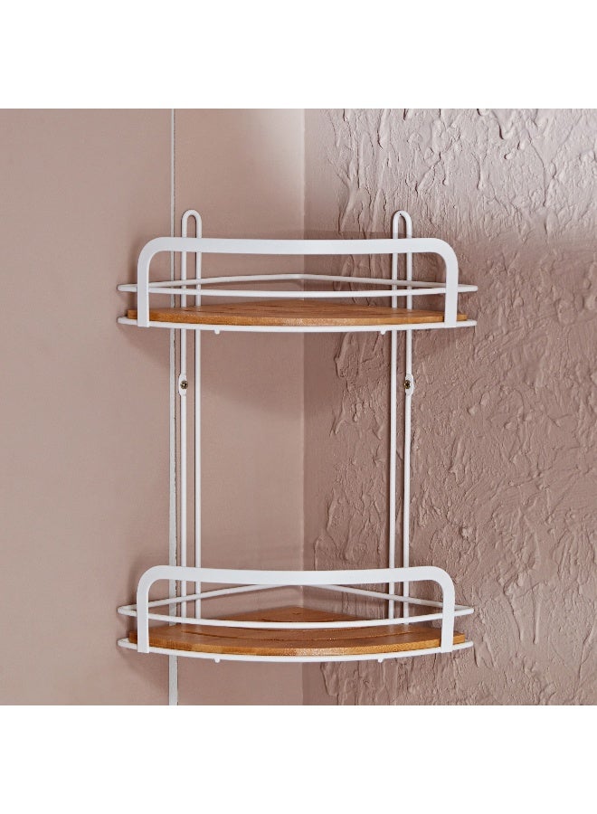 Home Box رف زاوية من الخيزران ذو طبقتين 21 × 34 × 21 سم - Image 2