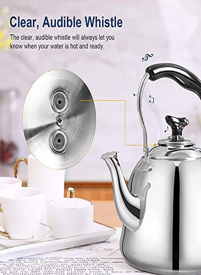 Weftnom Stainless Steel Whistling Tea Kettle for Stovetop - 2 Quart Fast Boiling Teakettle with Cool-Touch Foldable Handle, Induction Compatible, Food-Grade Mirror Finish - Image 5