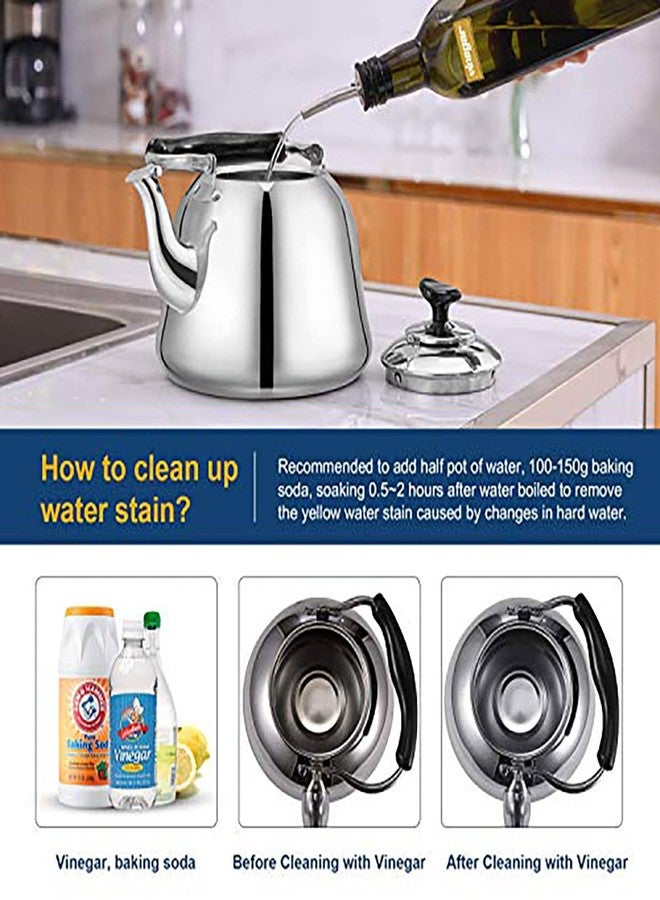 Weftnom Stainless Steel Whistling Tea Kettle for Stovetop - 2 Quart Fast Boiling Teakettle with Cool-Touch Foldable Handle, Induction Compatible, Food-Grade Mirror Finish - Image 4