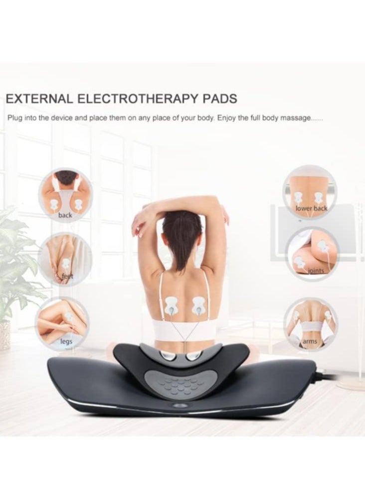 Dynamic Wedge Cervical Traction Device with Heat Therapy – Automatic Multi-Function Adjustable Temperature Neck Pain Relief Stretcher.