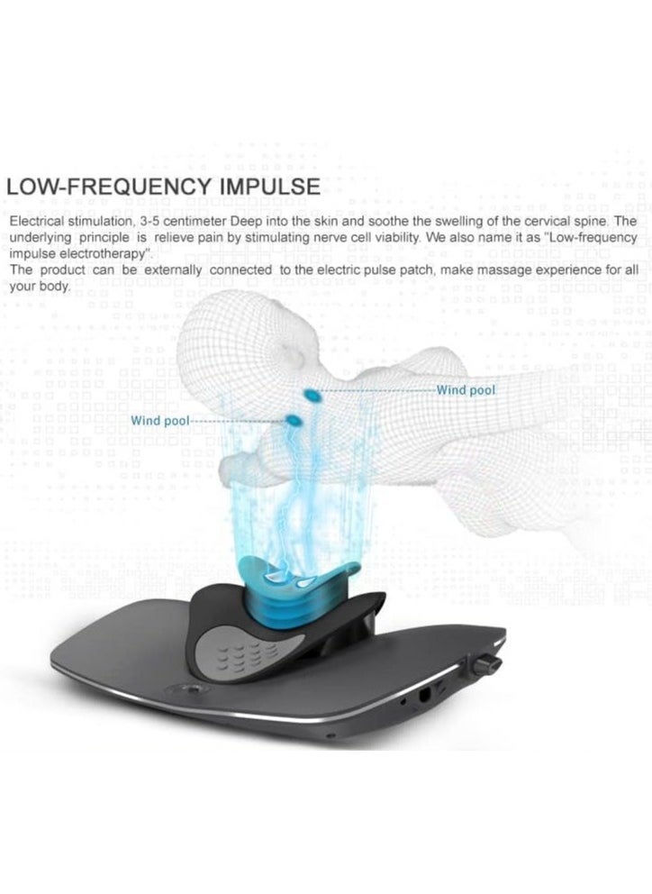 Dynamic Wedge Cervical Traction Device with Heat Therapy – Automatic Multi-Function Adjustable Temperature Neck Pain Relief Stretcher.