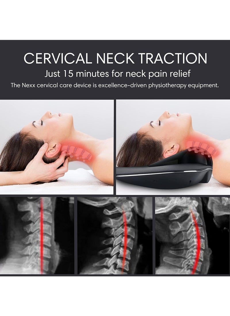 Dynamic Wedge Cervical Traction Device with Heat Therapy – Automatic Multi-Function Adjustable Temperature Neck Pain Relief Stretcher.
