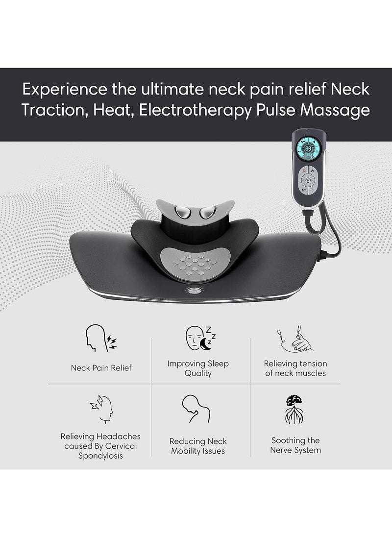 Dynamic Wedge Cervical Traction Device with Heat Therapy – Automatic Multi-Function Adjustable Temperature Neck Pain Relief Stretcher.