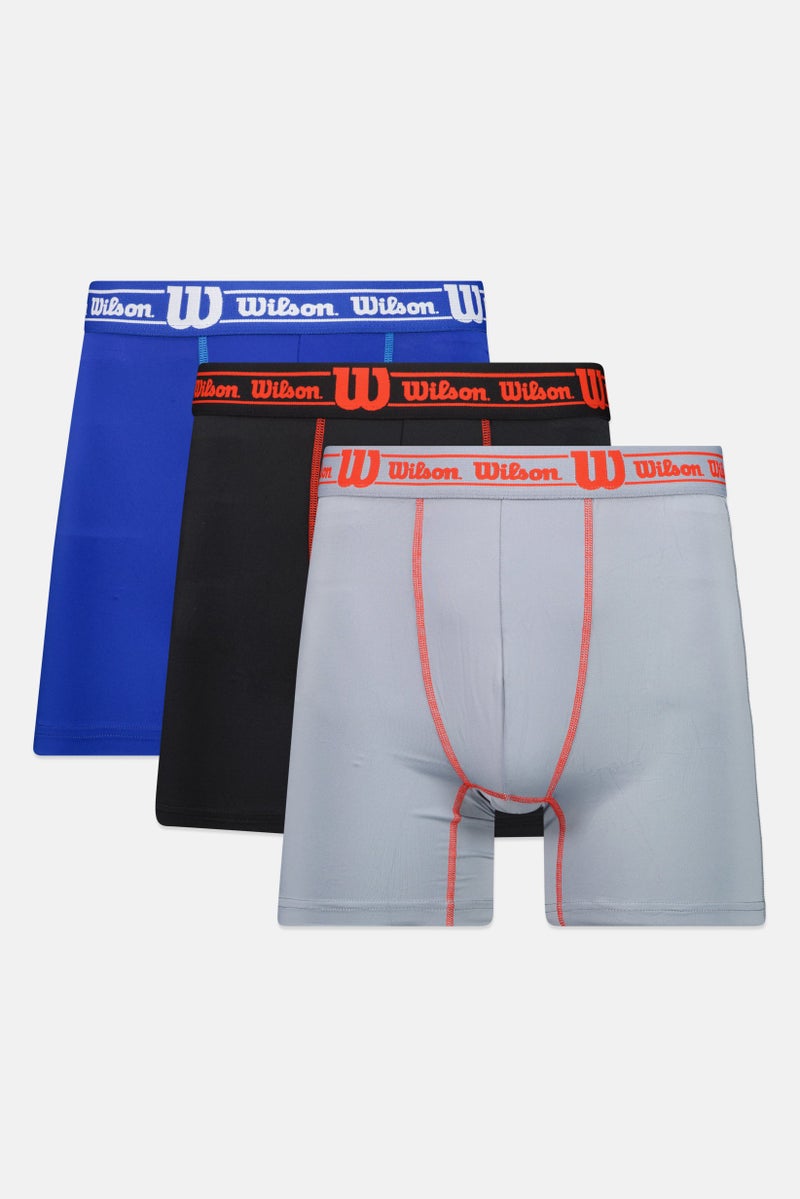 Wilson شورت بوكسر رجالي 3 قطع بشعار العلامة التجارية، متعدد الألوان - Image 1