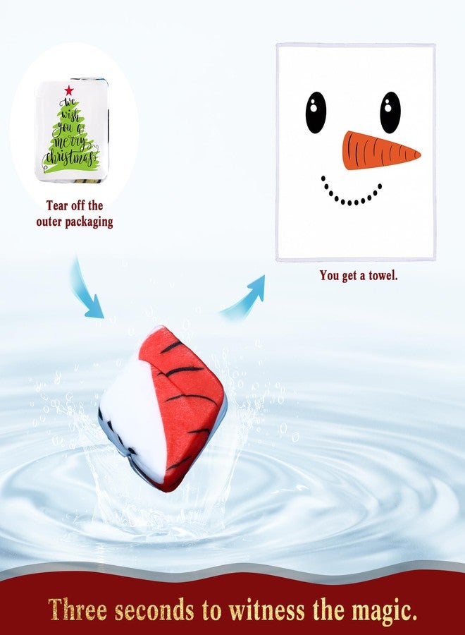 Macarrie 24 Pcs Christmas Hand Towels Christmas Face Towel Santa Snowman Deer Penguin Holiday Dish Cloths for Bathroom Kitchen Decorative Compressed Tablets Xmas Kitchen Travel Washcloths - Image 3