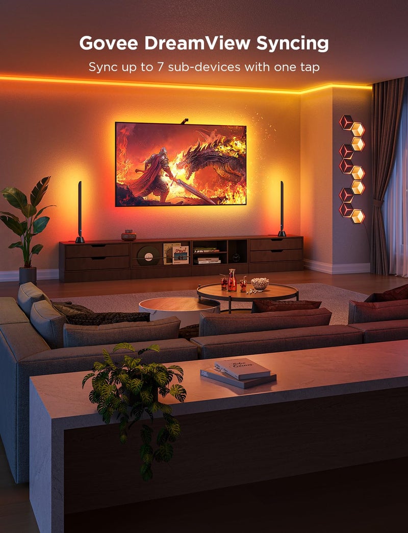 Govee Govee TV Backlight 3 Lite with Fish-Eye Correction Function Sync to 75-85 Inch TVs, 16.4ft RGBICW Wi-Fi LED Strip Lights with Camera, 4 Colors in 1 Lamp Bead, Voice and APP Control, Adapter  - Image 5
