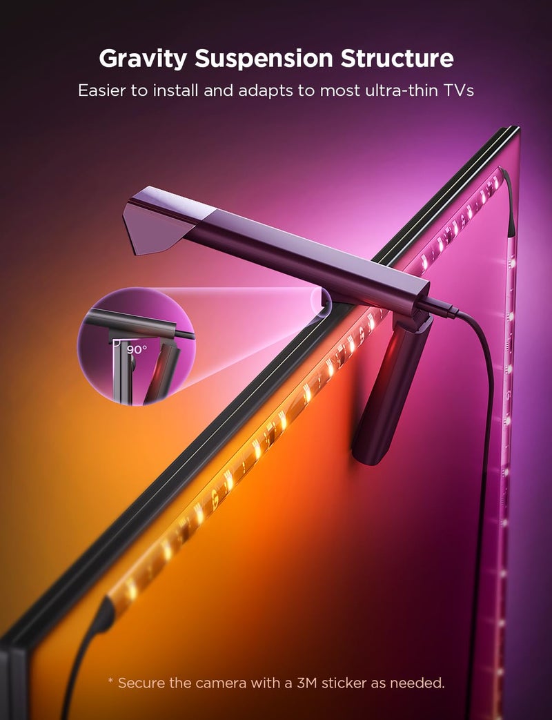 Govee Govee TV Backlight 3 Lite with Fish-Eye Correction Function Sync to 75-85 Inch TVs, 16.4ft RGBICW Wi-Fi LED Strip Lights with Camera, 4 Colors in 1 Lamp Bead, Voice and APP Control, Adapter  - Image 4