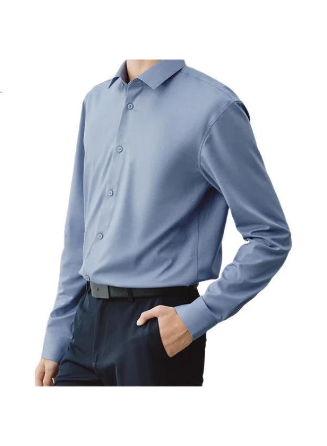 JD.com Men'S Spring Business Shirt Long Sleeve Silk Shirt For Boyfriend Gift Blue 39 - Image 1