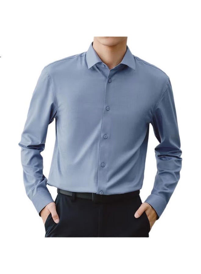 JD.com Men'S Spring Business Shirt Long Sleeve Silk Shirt For Boyfriend Gift Blue 39 - Image 3