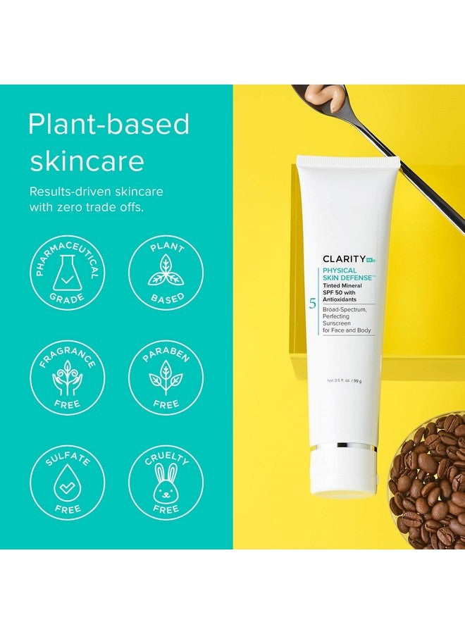 ClarityRx Physical Skin Defense Tinted Mineral Spf 50 Moisturizing Sunscreen Natural Plantbased Waterresistant Uv Protection With Zinc & Hyaluronic Acid For Face & Body (3.5 Oz) - Image 5