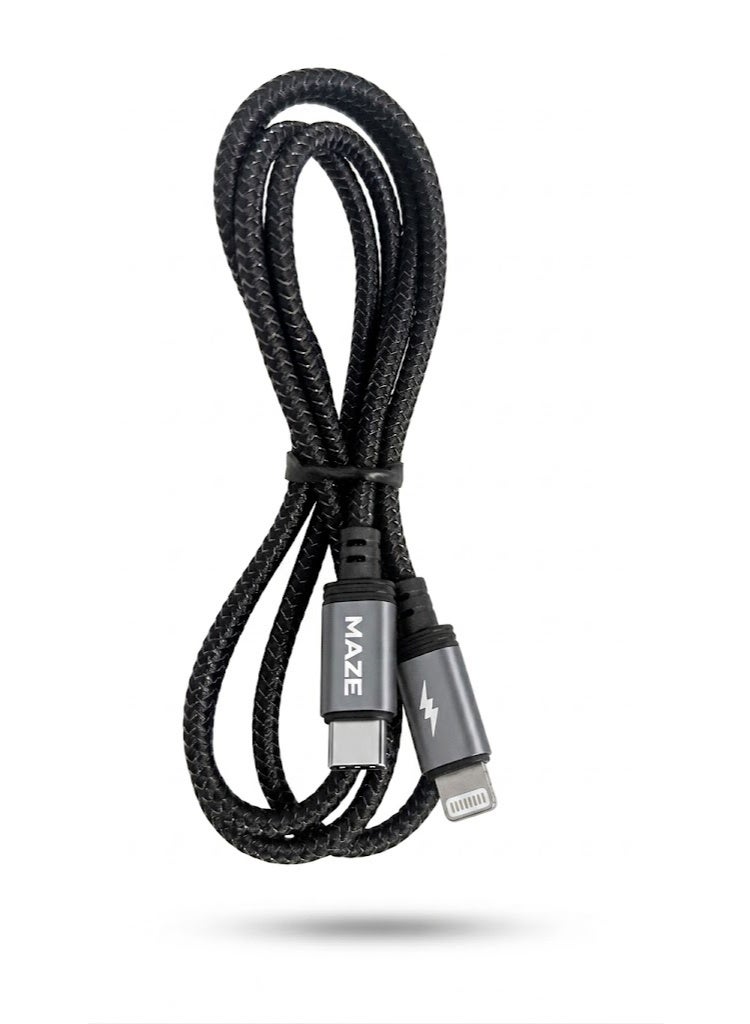 ميذ كابل USB-C إلى Lightning للشحن السريع – يدعم تقنية PD بقدرة 30 واط، سرعة نقل بيانات 480 ميجابت في الثانية، سلك متين مغطى بجديلة من النايلون، مقاوم للثني، بطول 1 متر، متوافق مع هواتف iPhone وأجهزة iPad. - Image 1