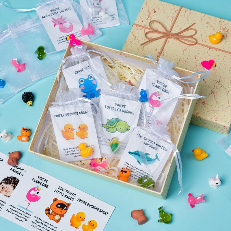 PAPPYN-A 60 Set Employee Appreciation Gifts Bulk for Coworkers Team Staff Thank You Gifts Organza Bags Back to SchoolResin Animal Pun Inspirational Note Cards for OfficeTeacher Volunteer Nurse - Image 4