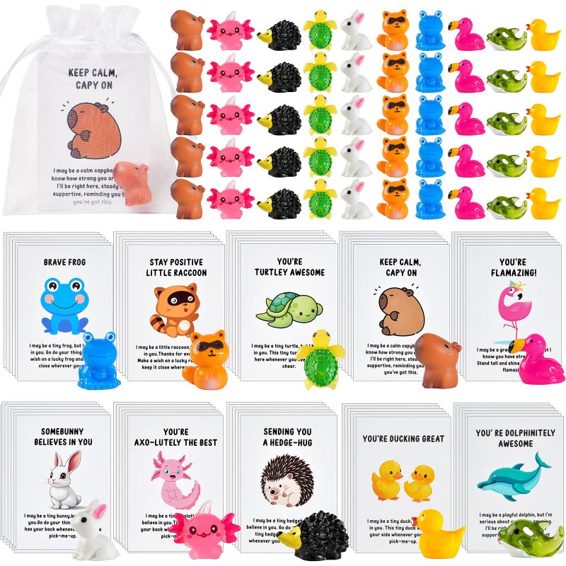PAPPYN-A 60 Set Employee Appreciation Gifts Bulk for Coworkers Team Staff Thank You Gifts Organza Bags Back to SchoolResin Animal Pun Inspirational Note Cards for OfficeTeacher Volunteer Nurse - Image 1