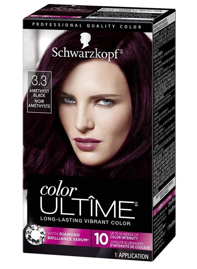 Schwarzkopf Color Ultime Permanent Hair Color Cream, 3.3 Amethyst Black - Image 1