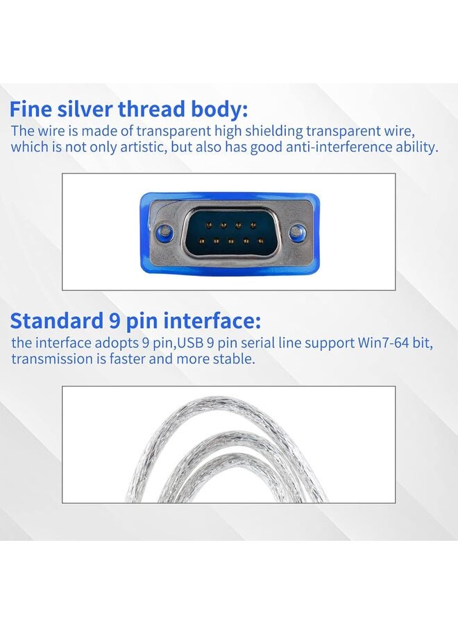 Serial Adapter Cable 1.5 Feet USB to DB9 RS232 Desktop Adapter Cord USB to Serial Cable Adopter for Connecting Digital Cameras, Modems, Barcode Readers, Tablets, Label Writers and More - Image 2