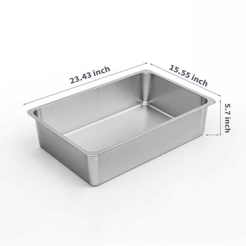 Kirecoo Stainless Steel Cat Litter Box XL- Metal High Sided Cat Pan, Large Stainless Steel Box, Indoor Litter Tray, Non Stick, No Smell, Easy to Clean, Pet Toilet Supplies for Kitten, Kitty, Rabbit - Image 2