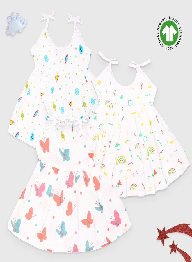 Kidbea 100% Muslin cloth frock for baby girls | Soft Mulmul Cotton Frock | Summer wear Frock | Comfortable Baby Products | Sleeveless Vest | New Born Baby | 3 to 6 Months Combo of 3 - Image 2