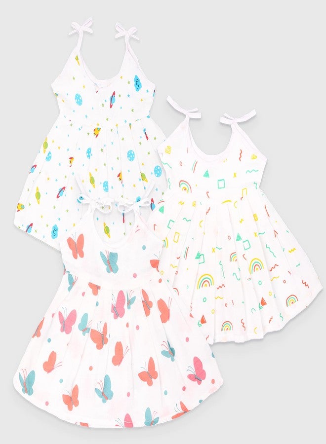 Kidbea 100% Muslin cloth frock for baby girls | Soft Mulmul Cotton Frock | Summer wear Frock | Comfortable Baby Products | Sleeveless Vest | New Born Baby | 3 to 6 Months Combo of 3 - Image 3