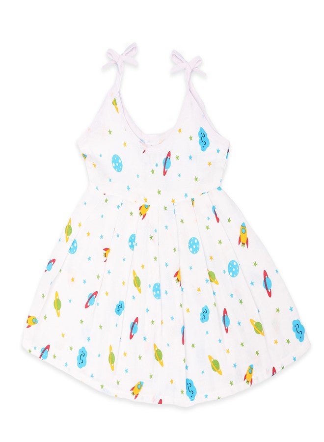 Kidbea 100% Muslin cloth frock for baby girls | Soft Mulmul Cotton Frock | Summer wear Frock | Comfortable Baby Products | Sleeveless Vest | New Born Baby | 3 to 6 Months Combo of 3 - Image 5