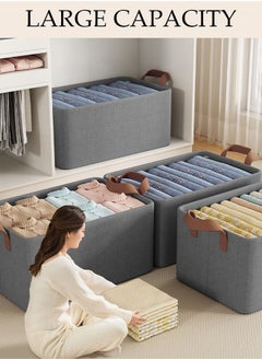 DUNISO 3pcs Wardrobe Clothes Organizer Foldable Closet Storage Organizer for Clothes Jeans Washable Closet Storage Boxes with Carrying Handles Cube Storage Bin for Home Bedroom Office  - Image 5