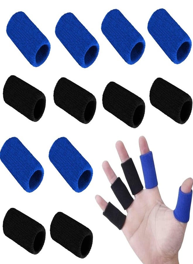 Honkenda 20 Pack Finger Sleeves Protectors for Basketball Tennis Baseball Badminton Volleyball, Sport Elastic Compression Splints Thumb Sleeves for Pain Relief Arthritis Trigger Finger (Blue Black) - Image 1