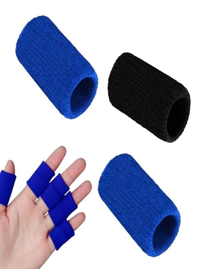 Honkenda 20 Pack Finger Sleeves Protectors for Basketball Tennis Baseball Badminton Volleyball, Sport Elastic Compression Splints Thumb Sleeves for Pain Relief Arthritis Trigger Finger (Blue Black) - Image 4