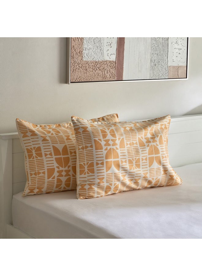 Home Box Matrix 2-Piece Coral Printed Microfiber Pillow Cover Set 75 x 50 cm  - Image 1