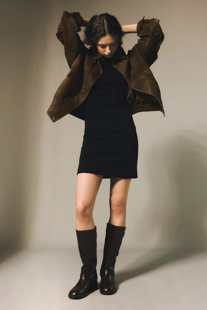 DeFacto Bodycon Boat Collar Ribana Mini Dress
