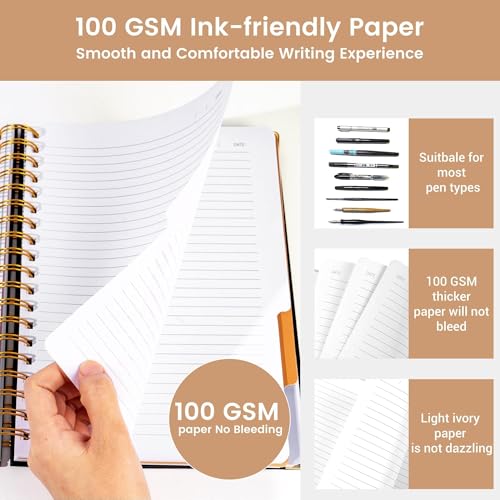 Yoment Hardcover Spiral Notebooks for Work School, B5 Journal Notebook with Tabs Dividers, Multi 5 Subject Notebook College Ruled, 240 Pages Lined Journal for Men, Back to School, Gifts, Black - Image 5