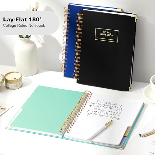 Yoment Hardcover Spiral Notebooks for Work School, B5 Journal Notebook with Tabs Dividers, Multi 5 Subject Notebook College Ruled, 240 Pages Lined Journal for Men, Back to School, Gifts, Black - Image 3