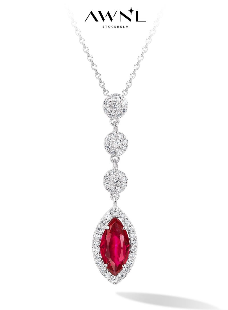AWNL Crimson Romance Women's Necklace - Pendant with Wine Red CZ Diamond and Sterling Silver, Middle East Exclusive Collection - Image 1