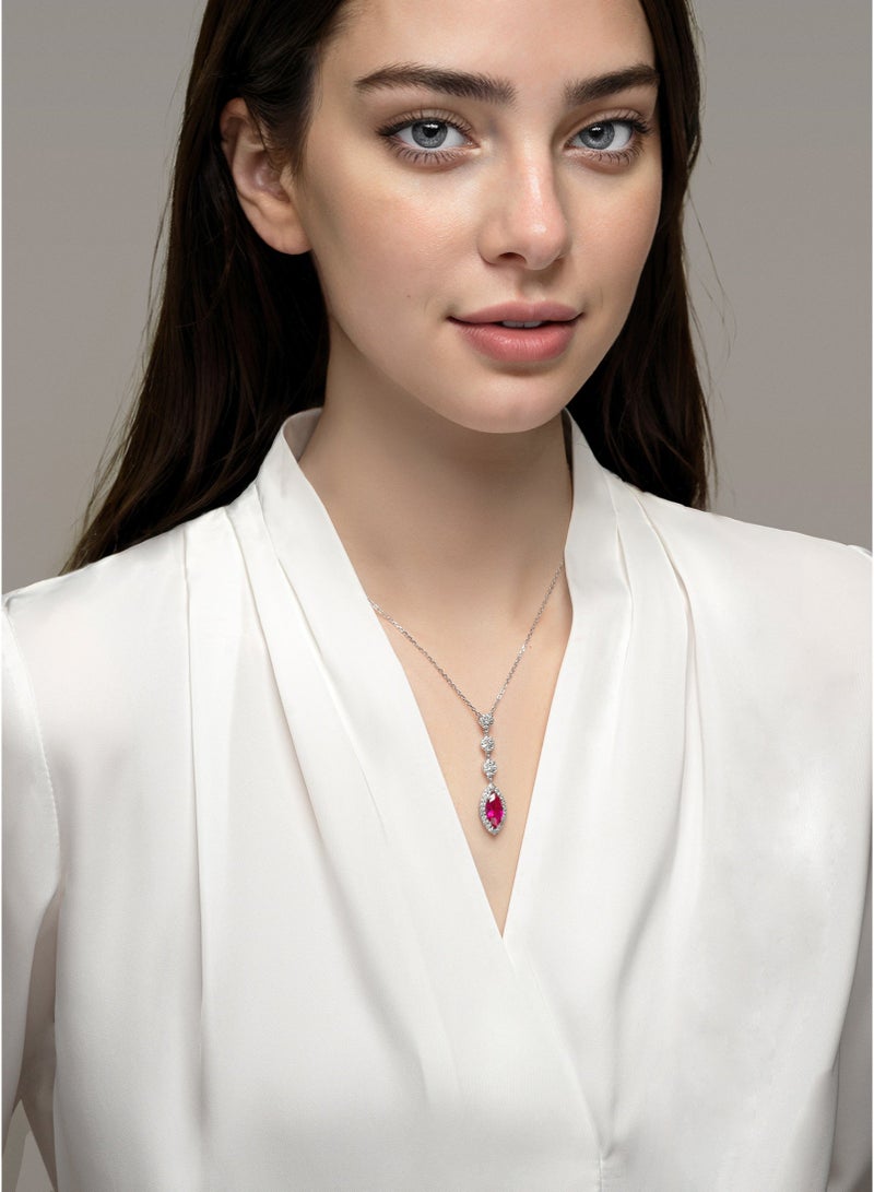 AWNL Crimson Romance Women's Necklace - Pendant with Wine Red CZ Diamond and Sterling Silver, Middle East Exclusive Collection - Image 3