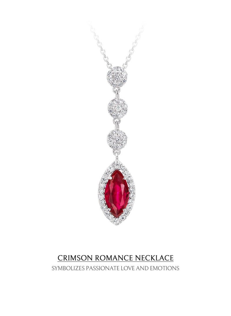 AWNL Crimson Romance Women's Necklace - Pendant with Wine Red CZ Diamond and Sterling Silver, Middle East Exclusive Collection - Image 4
