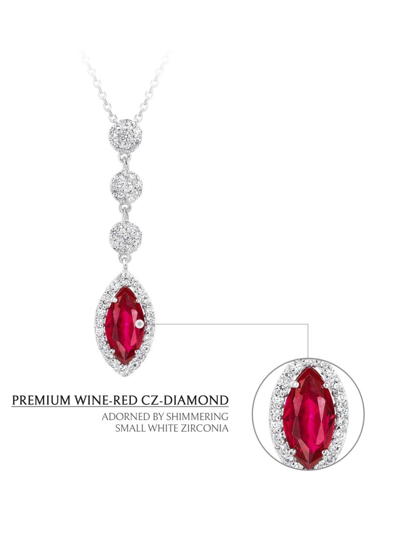 AWNL Crimson Romance Women's Necklace - Pendant with Wine Red CZ Diamond and Sterling Silver, Middle East Exclusive Collection - Image 5