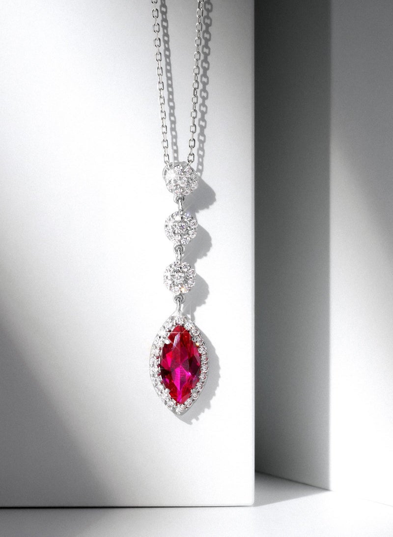 AWNL Crimson Romance Women's Necklace - Pendant with Wine Red CZ Diamond and Sterling Silver, Middle East Exclusive Collection - Image 2