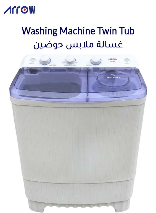 ارو 12 KG Twin Tub Semi-Automatic Washing Machine | 7 KG Spin Capacity | 480W Washing Power |15-Minute Washer Timer | Air Turbo | Rust-Free Body | Energy Efficient Motor | Transparent Window View | Classic Design, Perfect for Home, Apartments & Hotels with 2 Years Warranty. White Color | Model No: RO-12TTB - Image 5