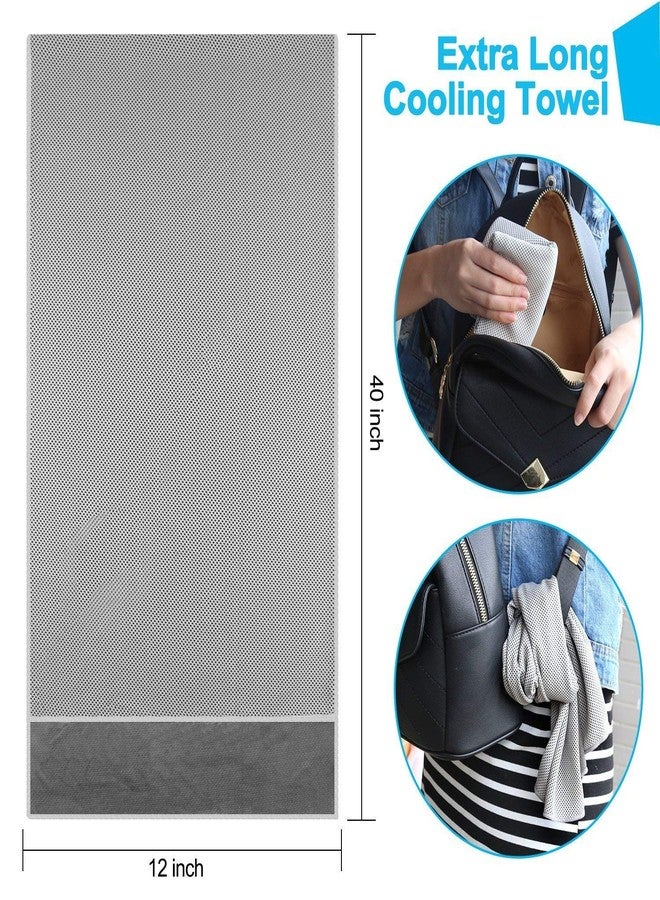 TANCANO Sports Towel for Instant Cooling Relief Microfiber Towels for Golf Workout Swimming Gym Yoga Travel Camping Fitness 40"x12" Sweat Towel (Blue+Gray) - Image 3