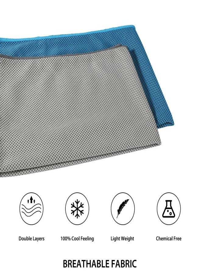 TANCANO Sports Towel for Instant Cooling Relief Microfiber Towels for Golf Workout Swimming Gym Yoga Travel Camping Fitness 40"x12" Sweat Towel (Blue+Gray) - Image 2