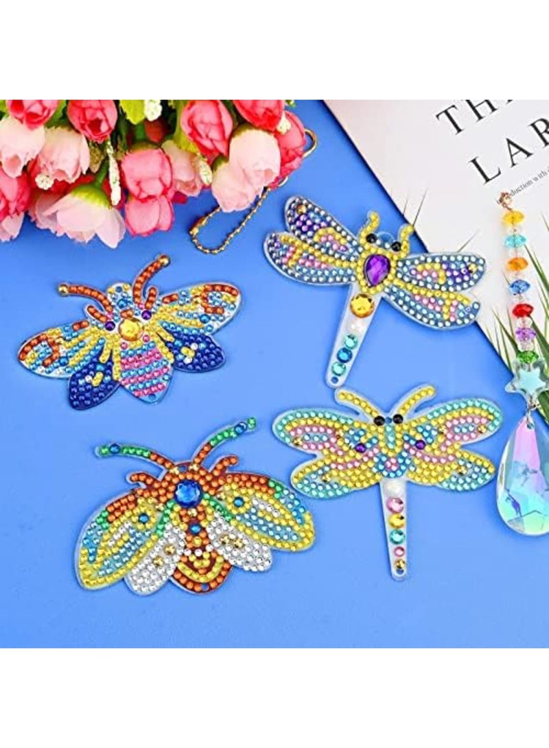 SYOSI 4 Pieces 5D Insect Shaped Diamond Painting Keychain Kit, DIY Double Sided Full Drill Diamond Rhinestone Painting Key Chains Pendant for Women Purse Backpack Handbag Accessories Decor - Image 4