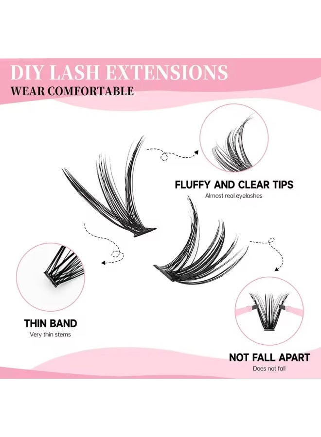 DIY Cluster Lash Extensions Kit: Achieve Salon-Quality Volume at Home. Waterproof Lash Bond & Seal with Individual Lashes. designs, soft and natural, no eye irritation, - Image 3