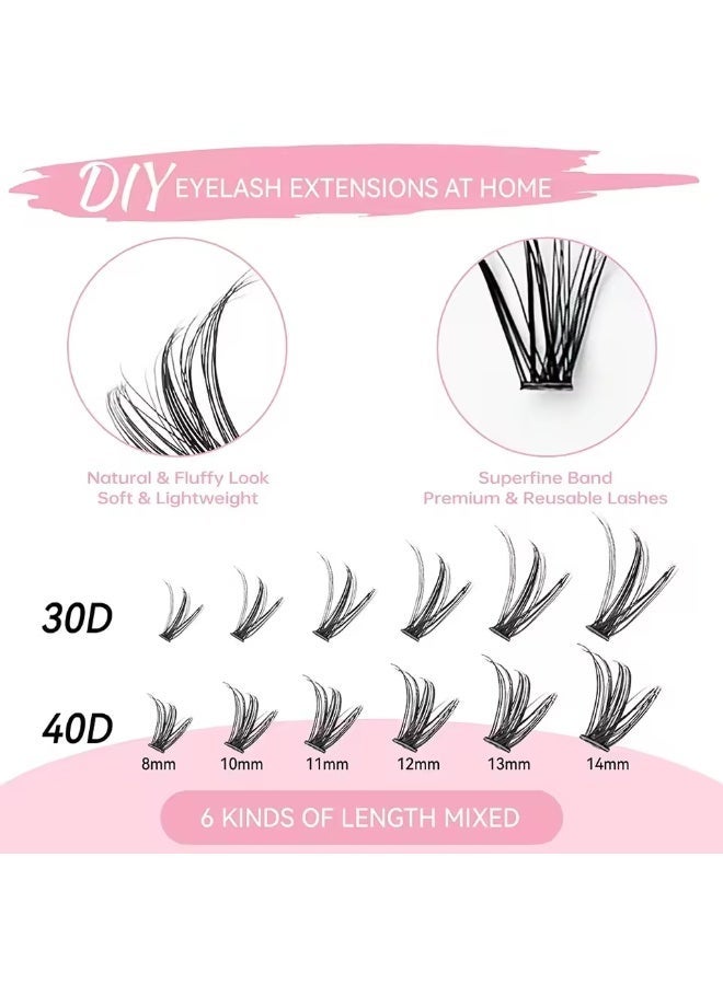 DIY Cluster Lash Extensions Kit: Achieve Salon-Quality Volume at Home. Waterproof Lash Bond & Seal with Individual Lashes. designs, soft and natural, no eye irritation, - Image 2